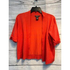 Linda Matthews New York Coral Short Button Sleeve Cardigan Size L